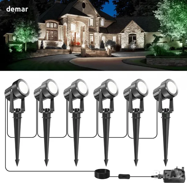 NATPOW градински светлини, градински светлини с колче, 6 броя, снимка 1