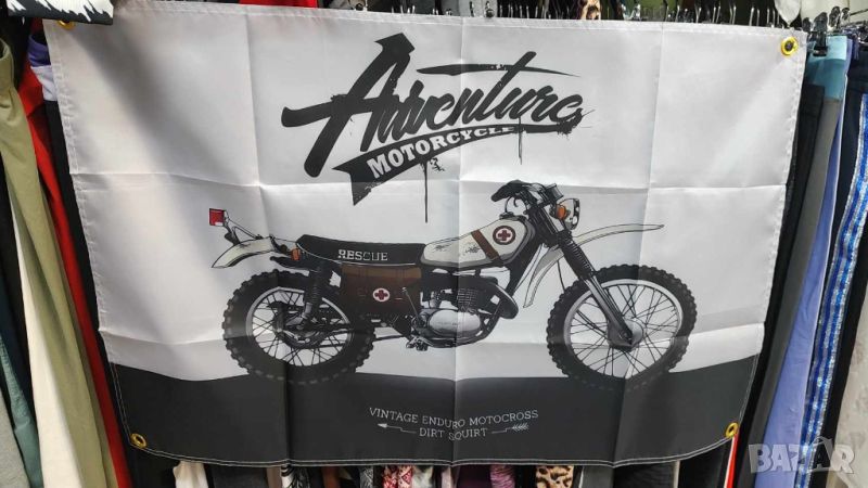 Adventure Motorcycle Vintage Enduro Motocross Dirt Squirt USA Flag, снимка 1