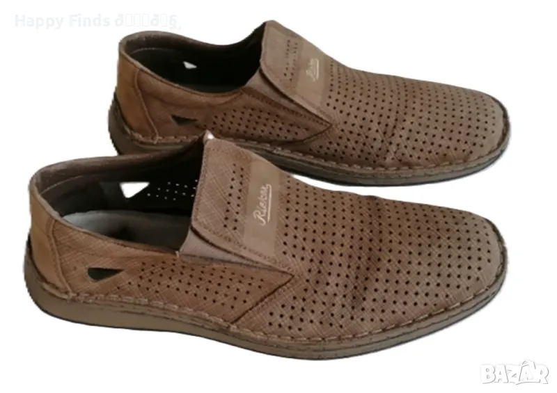 💕🧸Летни Висококачествени антистрес бежови мъжки обувки Rieker №46 естествен набук, снимка 1