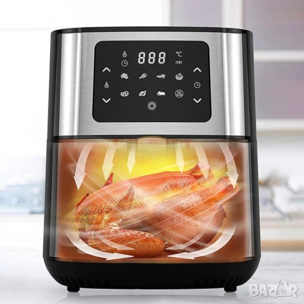 Фритюрник AirFry er Voltz OV51980M, 1400W, 5.5л., Горещ въздух, Таймер, до 200°C, Сив, 2 ГОДИНИ ГАРА, снимка 1