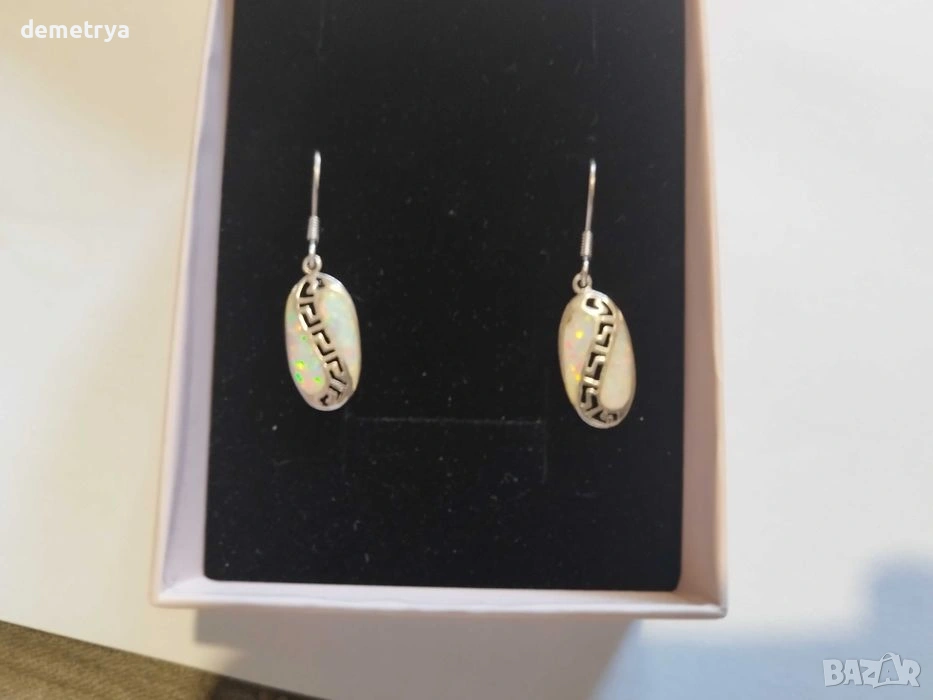 Сребърни обеци с опал , снимка 1