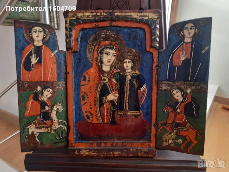 Домашна Стара Икона Триптих, снимка 1