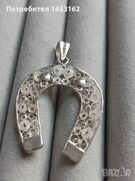 Сребърна висулка подкова за късмет , снимка 1