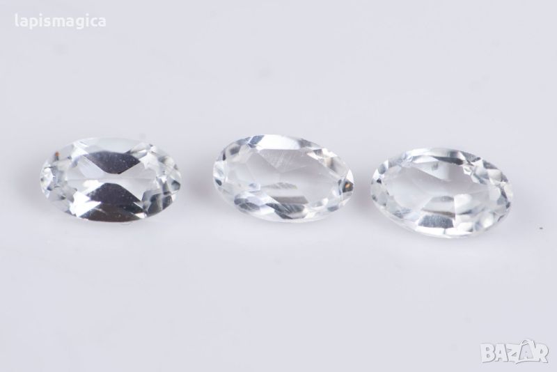 3 броя бял топаз 0.93ct 5x3mm овална шлифовка #2, снимка 1