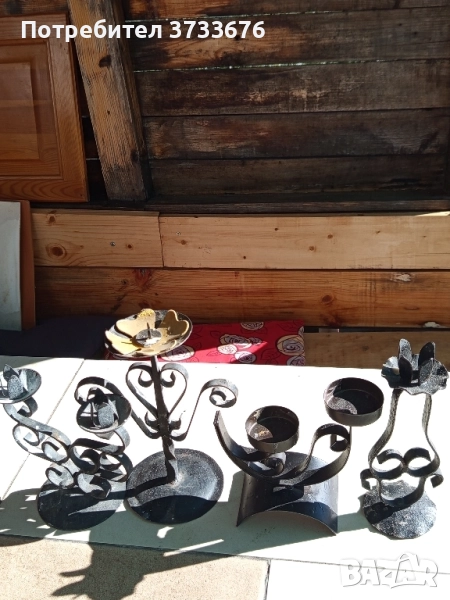 Стилни свещници от ковано желязо.Комплект 4 бр., снимка 1