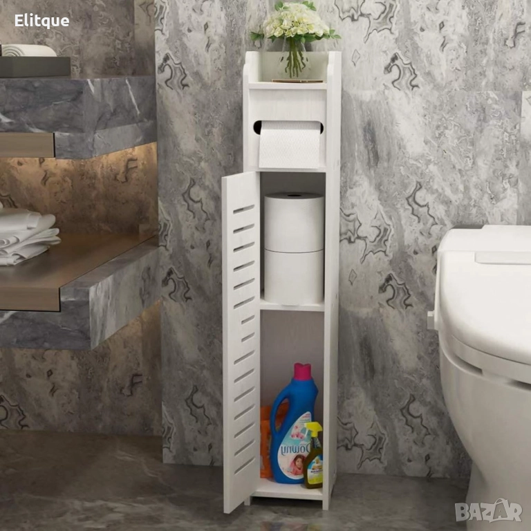 Водоустойчив шкаф за баня,ултра тънък рафт за съхранение,подходящ за малки пространства, снимка 1