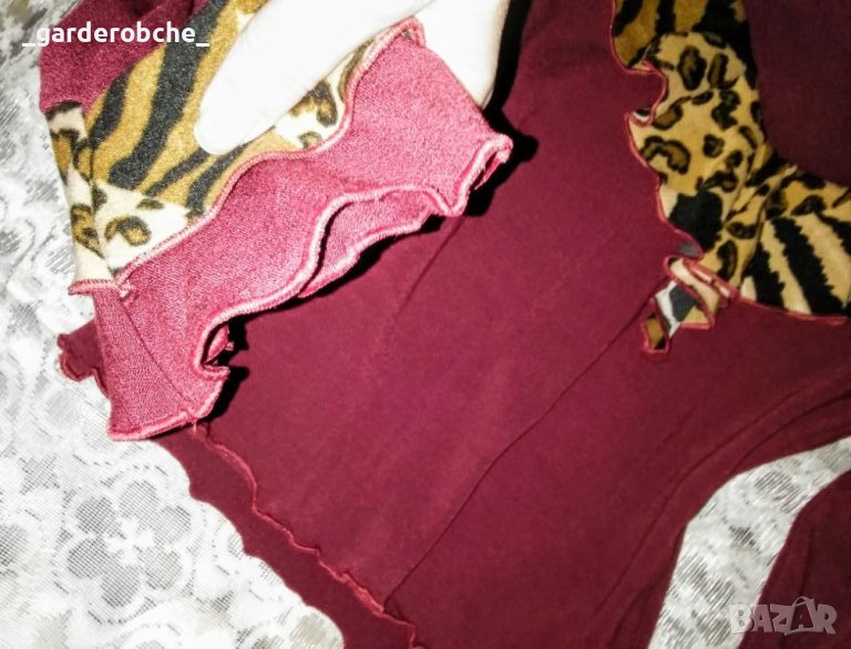 💕👠ПРОМО ЦЕНА!-Дамска стилна блуза в цвят бордо с тигров принт-ХС,С,М,Л👠💕, снимка 1