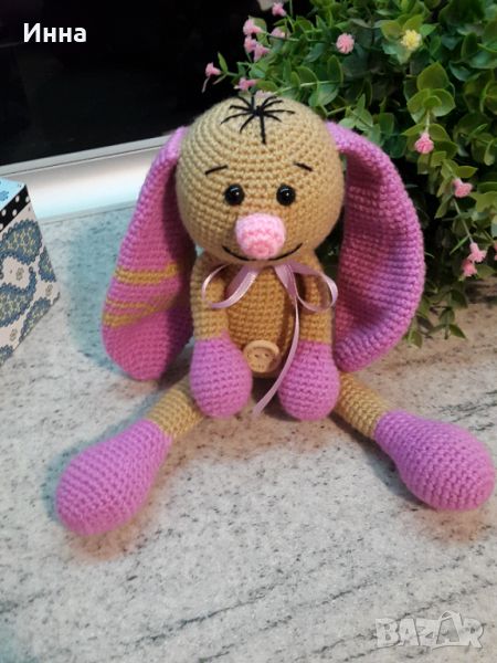 Плетена играчка Заек-Беби 2, Плетени, ръчно изработени, прекрасен подарък, снимка 1