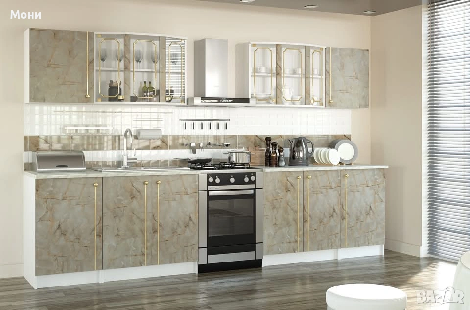 Кухненски шкаф ALINA КУТ НИЗ 80(90)Н 1ДВ тъмен мрамор   Материал - Материал - ЛПДЧ 16мм (цвят - тъме, снимка 1