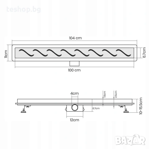 Линеен сифон за баня от неръждаема стомана Aquamarin 100 см, снимка 5 - Други - 53741956