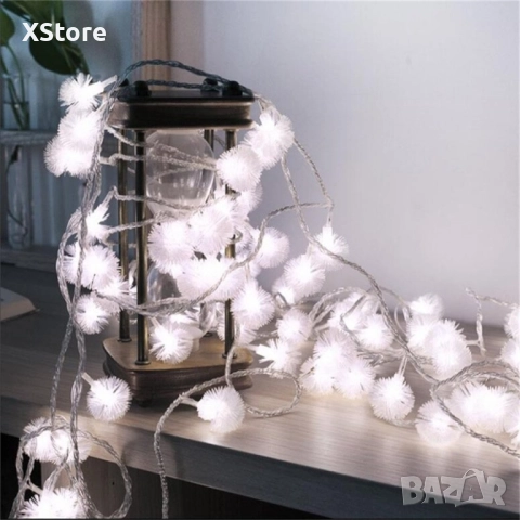 Многоцветни коледни LED лампички с топчета с щепсел- Многоцветни, дължина - 5м ,28 бр. лампички., снимка 4 - Лед осветление - 52441852