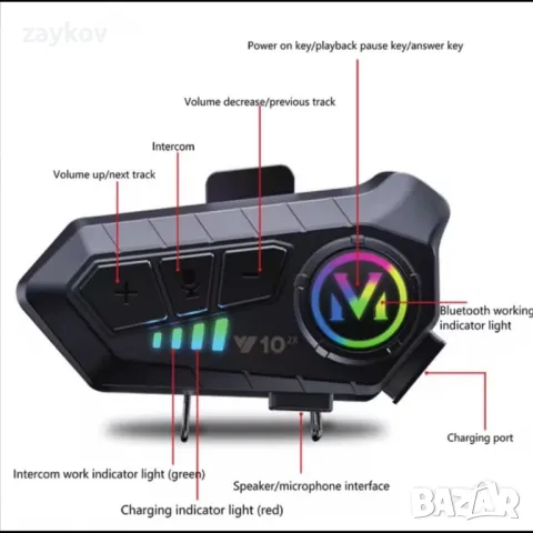 Y10-2x интерком версия Bluetooth слушалка мотоциклет Bluetooth субуфер слушалка, снимка 2 - Слушалки, hands-free - 46957232