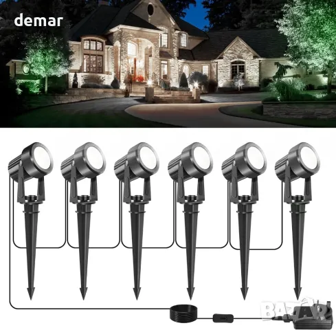 NATPOW градински светлини, градински светлини с колче, 6 броя