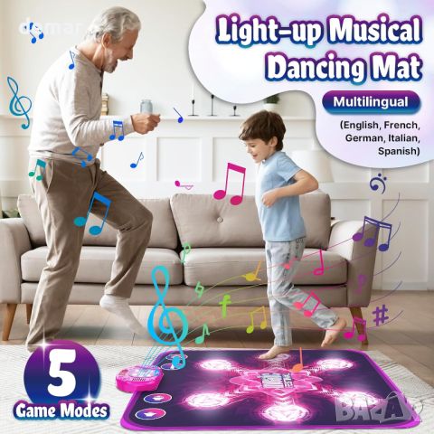 LEAPRCSTORE Музикална подложка за танци с 6 стрелки и 5 режима на игра за деца, снимка 5 - Музикални играчки - 46433409