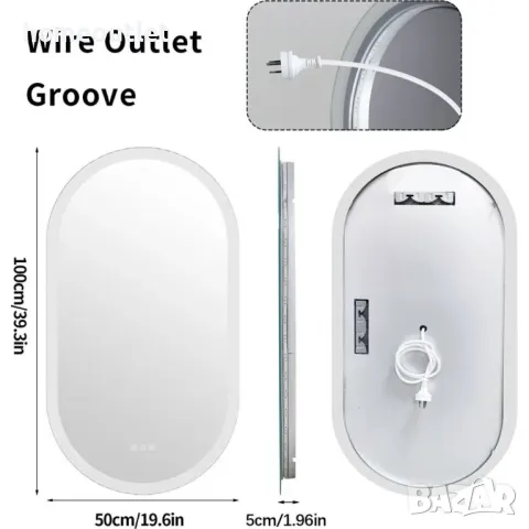 ПРОМОЦИЯ LED огледало с овална форма LUVODI XMR-T28-711-EU, снимка 6 - Огледала - 49675090