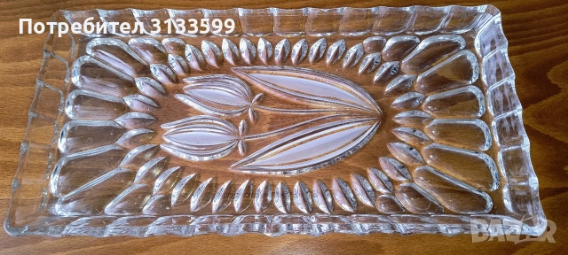 Плато от зелено стъкло; КРИСТАЛНО плато, снимка 3 - Сервизи - 51666296