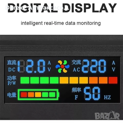 Инвертор преобразувател на напрежение с цифров дисплей от 12V на 220V 5000W, снимка 2 - Аксесоари и консумативи - 54192046