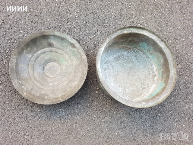 Бакърена тенджера с капак , снимка 2 - Антикварни и старинни предмети - 52225177