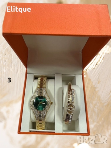 Подаръчен комплект часовник и гривна с кристали, снимка 5 - Бижутерийни комплекти - 52894967