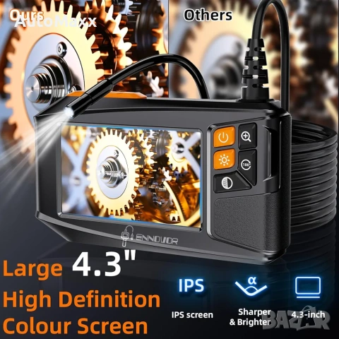 Ендоскоп Ennovor,4.3'' IPS екран за инспекция,1920P HD цифров бороскоп,без приложение,без Wifi, снимка 2 - Друга електроника - 53619054