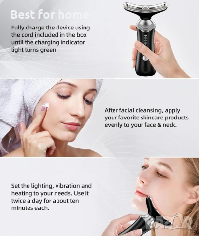 9-в-1 терапия с червена светлина за лице и шия, преносим инструмент за масаж на лице, снимка 7 - Масажори - 53583729