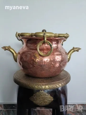 Vintage , медни казани с бронзови дръжки, дракони. , снимка 12 - Антикварни и старинни предмети - 50204317