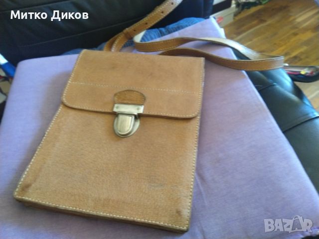 Командирска чанта от соца 1954г. естествена кожа 275х210мм като нова, снимка 1 - Екипировка - 45083094