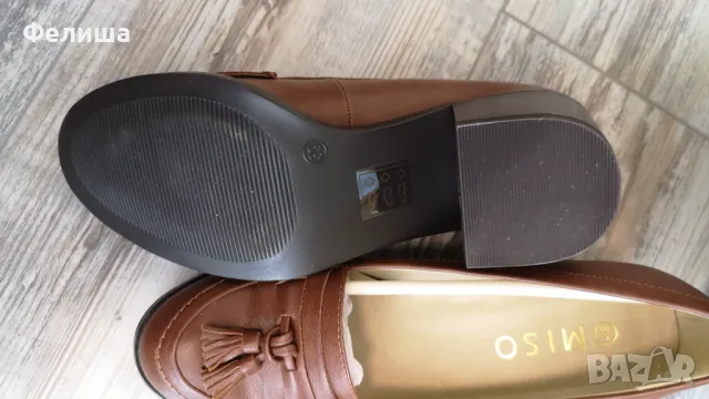 Стилни Дамски Обувки MISO от Естествена Кожа на Ток с Пискюли , снимка 5 - Дамски ежедневни обувки - 50149507