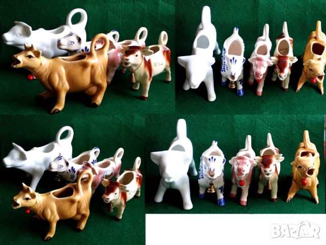 Винтидж крави канички за сметана със звънец, колекционерски декор за селска къща, , снимка 3 - Други ценни предмети - 45285431