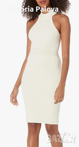 Оригинална вталена  рокля  GUESS модел JANICE в цвят екрю, снимка 13 - Рокли - 53636282