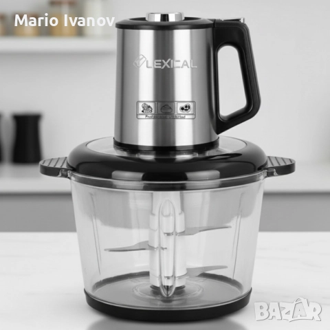 Електрически чопър Lexical LCH-1970 с неръждаем корпус и стъклена купа, снимка 6 - Чопъри и пасатори - 52890755