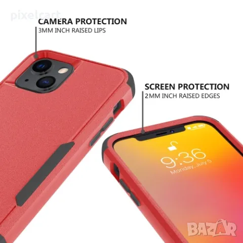 Удароустойчив калъф Shock-Proof за iPhone 13 mini, Червено и Черно, снимка 3 - Калъфи, кейсове - 48010103