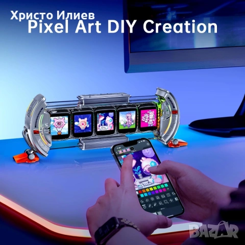 Divoom Цифров часовник с Информативен дисплей с APP контрол за геймъри, снимка 2 - Друга електроника - 53096196