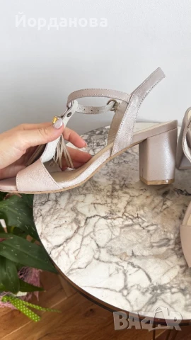 Сандали от естествена кожа в бежово 39 номер, снимка 4 - Сандали - 50891409
