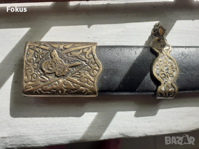 Стара османска кания с масивни елементи от бронз и тугра, снимка 7 - Антикварни и старинни предмети - 53328013