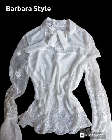 бяла дамска блуза, снимка 1 - Блузи с дълъг ръкав и пуловери - 46242935