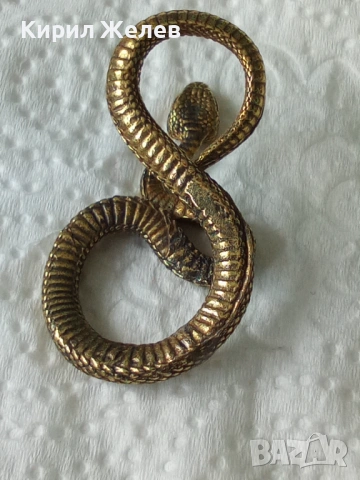 Бронзова фигурка на змия 🐍 змия 52874, снимка 5 - Колекции - 54177382