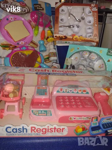 Ново!!!Лот детски играчки-сервизи и касов апарат