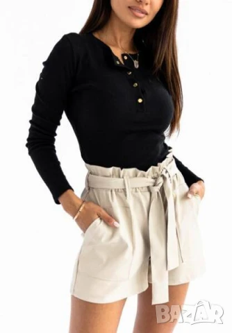Къси кожени панталони с висока талия, снимка 9 - Къси панталони и бермуди - 50770177