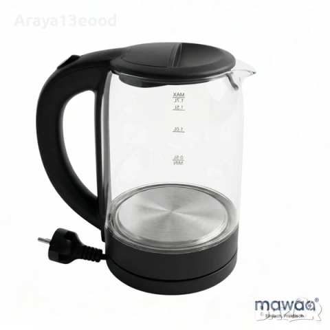 mawaa® Стъклена електрическа кана, 1.7 литра, 2200 W, снимка 3 - Кани - 53734563