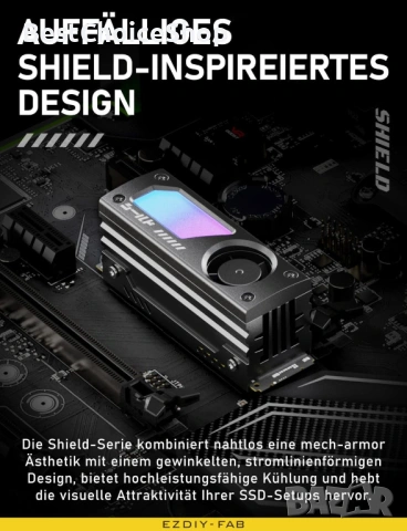 ARGB M.2 SSD охладител с 20mm PWM вентилатор, премиум алуминиев дизайн за M.2 2280, снимка 8 - Други - 53398205