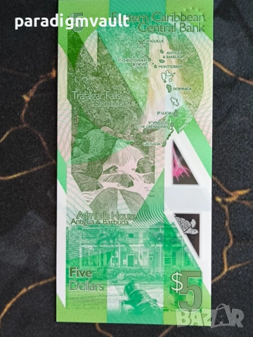 Банкнота - Източни Кариби - 5 долара UNC | 2021г., снимка 4 - Нумизматика и бонистика - 53836639