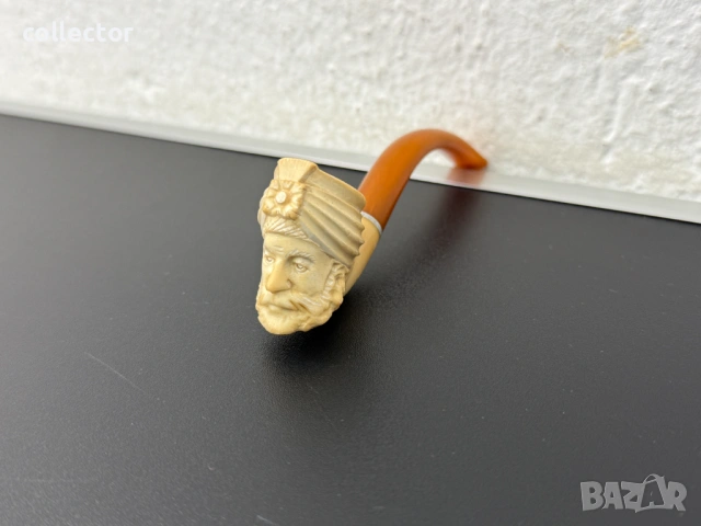 Ръчно резбована лула от морска пяна и кехлибар. №8056, снимка 3 - Антикварни и старинни предмети - 54037567