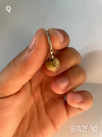 Сребърни обеци с кафяво-черен камък, проба 925 (7), снимка 4 - Обеци - 50957865