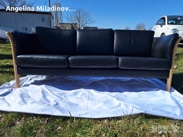 Диван тройка естествена кожа , снимка 2 - Дивани и мека мебел - 53807859