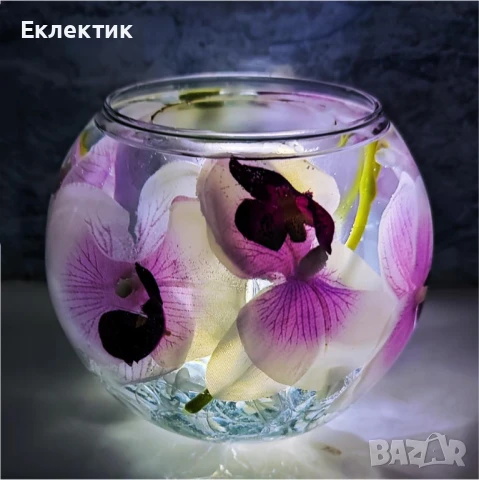 Мултифунционален стъклен декоративен съд; Орхидеи в смола.
