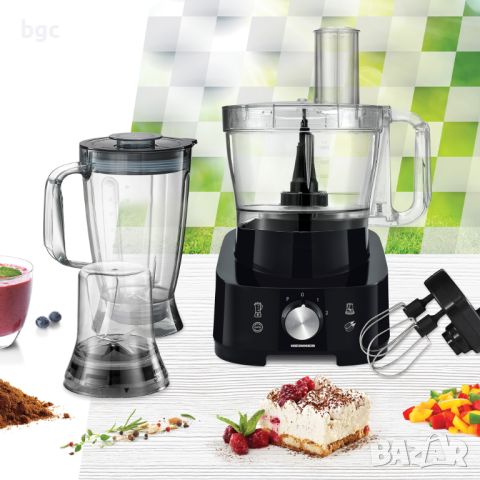 НОВ Кухненски робот Heinner Cookery Chef HFP-1000BK, 1000W, Влкючени мелница и приставка блендер, Ка, снимка 4 - Кухненски роботи - 46375316