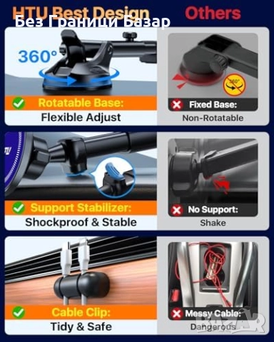 Нов стойка Магнитен държач за кола MagSafe алуминиев, стабилен, въртящ, снимка 6 - Селфи стикове, аксесоари - 52002559