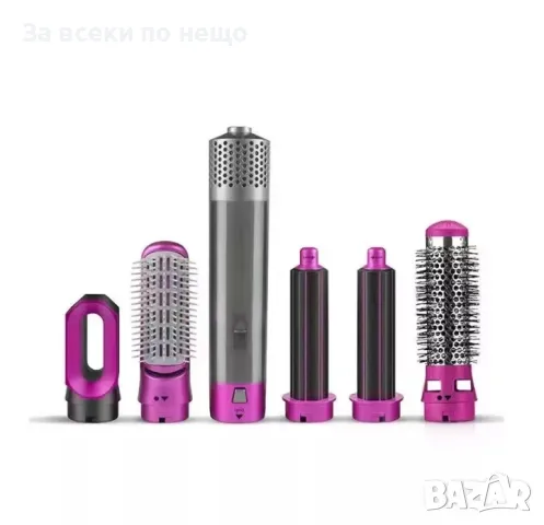 ✨Сешоар маша 5 В 1 Rosberg R51100W, 1000W, 5 приставки, Халка за окачване, снимка 1 - Маши за коса - 47397691