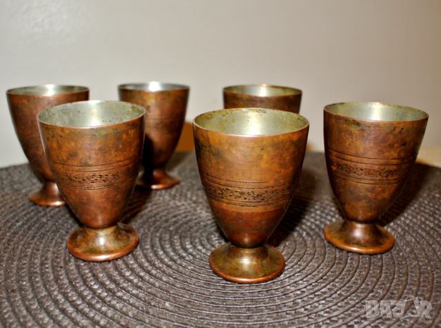 Медни чаши за ракия 50мл, снимка 4 - Антикварни и старинни предмети - 46407995